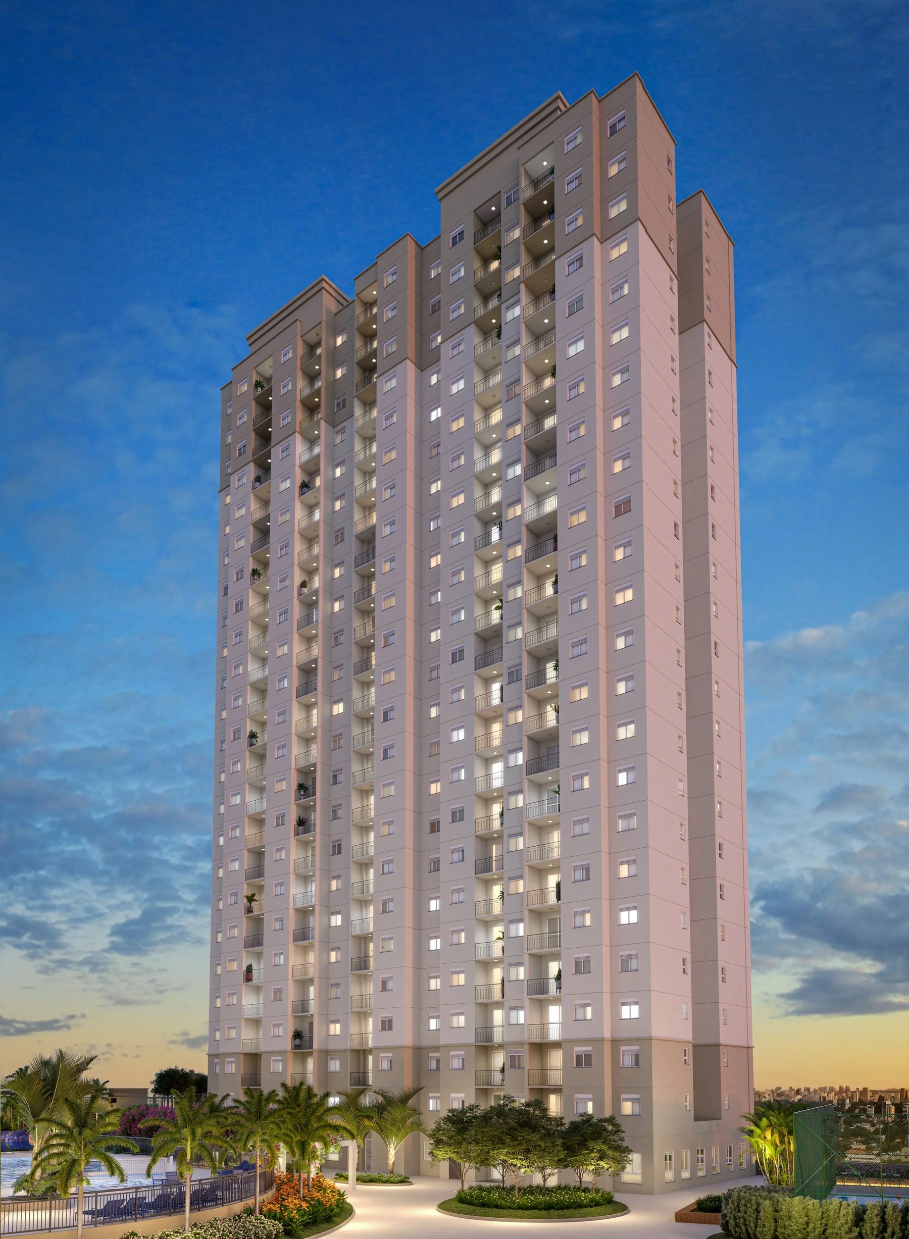 Fachada do Start Joy ao entardecer