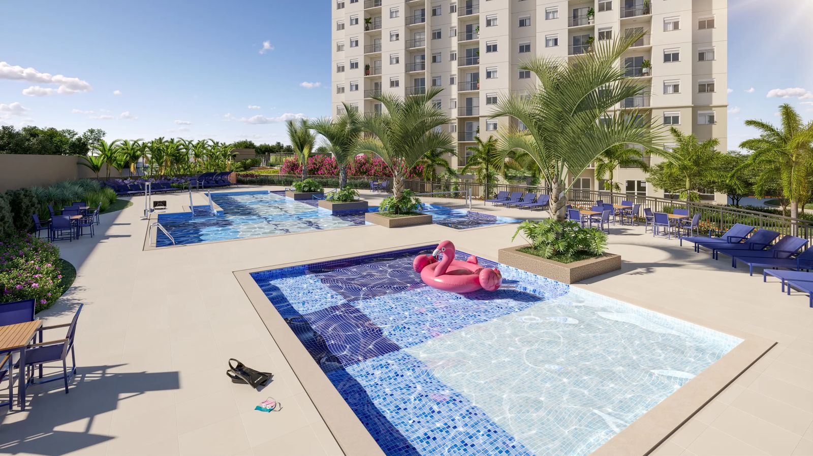Piscina com deck